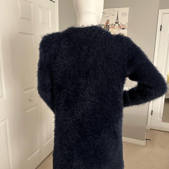 GIANNI BINI NAVY BLUE EYELASH CARDIGAN SIZE MEDIUM - Picture 4 of 5